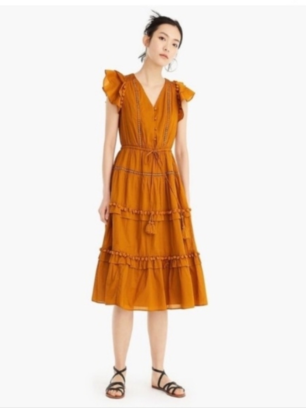 J. Crew Point Sur Pom-Pom Dress in Cotton Voile size 2